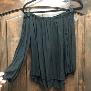 Show Your Shoulders Black Long Sleeve Top